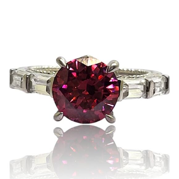 Swarovski® Red & White Cubic Zirconia Thermal Color Fusion Ring Sz 9 - Picture 12 of 15